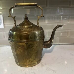 Rare Antique 19th Century Moroccan Brass Majmar Gooseneck Kettle